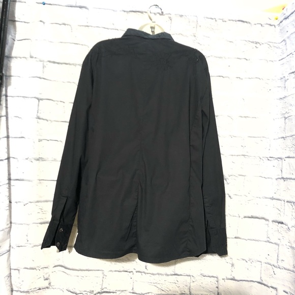 Chico’s Long Sleeve Button Down Black Blouse sz 3 - Picture 3 of 5
